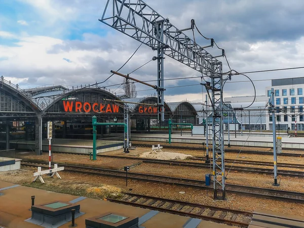 Wroclaw Polonya Mart 2019 Platform Binaları Ana Tren Istasyonu — Stok fotoğraf