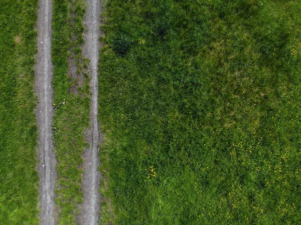 Blick Von Oben Nach Unten Auf Die Verbindung Von Wegen — Stockfoto