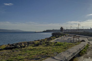 İnsthmus eski Nessebar Bulgaria tarafından eski yel değirmeni