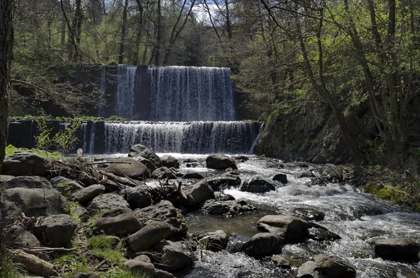 Pohled Vodopád Řece Bistritsa Obce Pancharevo Místo Pro Turistiku Cestování — Stock fotografie