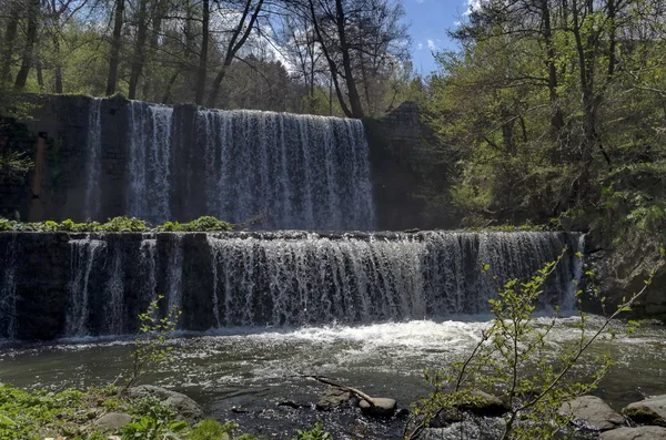 Pohled Vodopád Řece Bistritsa Obce Pancharevo Místo Pro Turistiku Cestování — Stock fotografie