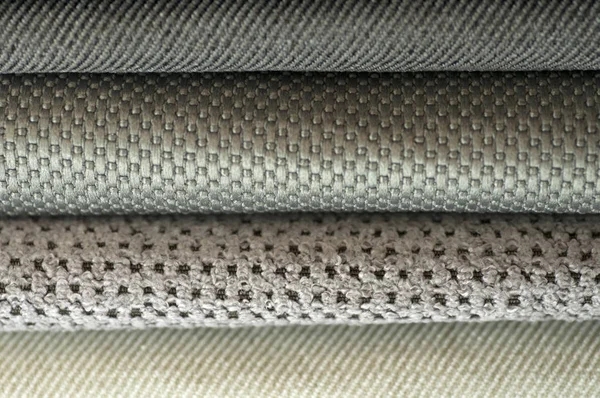 Catalogo di tessuto multicolore da stuoia tessuto texture sfondo, tessitura in tessuto di seta, sfondo industria tessile — Foto Stock