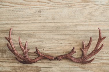 Noel tatil kompozisyon kopya alanı metniniz için Beyaz ahşap zemin üzerine.