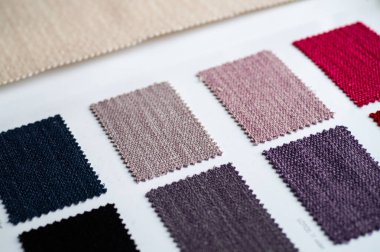 Renkli kumaş kataloğu kumaş dokusu arka plan, ipek kumaş dokusu, tekstil endüstrisi arka plan