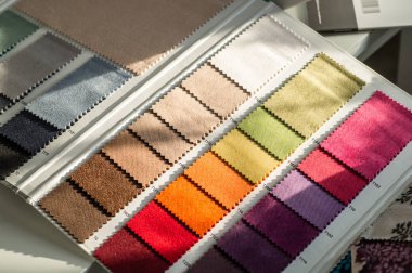 Renkli kumaş kataloğu kumaş dokusu arka plan, ipek kumaş dokusu, tekstil endüstrisi arka plan