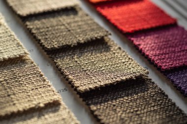 Renkli kumaş kataloğu kumaş dokusu arka plan, ipek kumaş dokusu, tekstil endüstrisi arka plan