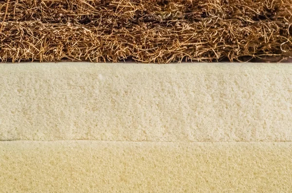 Relleno de colchones. Coconut coir, Nature para latex rubber, memory foam independent spring — Foto de Stock