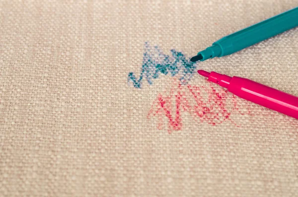 Drawn fabric on the couch with colored pencils. Furniture fabric. Cleaning concept — Stock Photo, Image