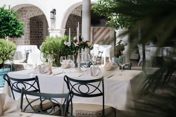 Ajuste Mesa Decorado Para Una Recepción Boda —  Fotos de Stock