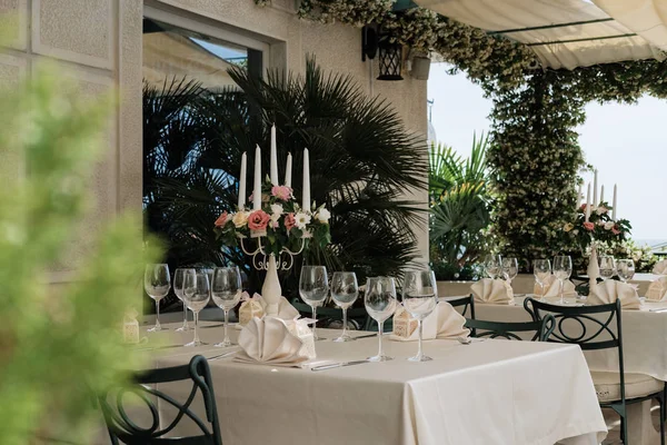 Ajuste Mesa Decorado Para Una Recepción Boda —  Fotos de Stock