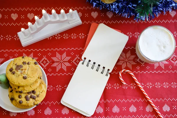 Blocco Note Vuoto Desideri Biscotti Natale Con Cioccolato — Foto Stock