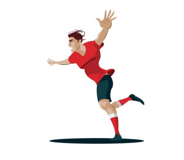 Futbol oyuncu tekme topu. vektör çizim