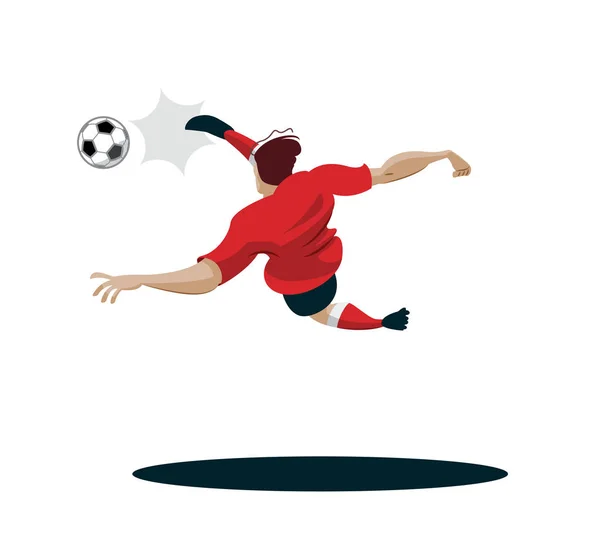 Jogador de futebol chutando bola. Ilustração vetorial — Vetor de Stock