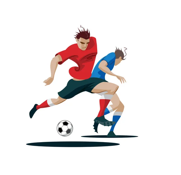 Pemain yang berjuang untuk bola. Ilustrasi Vektor - Stok Vektor