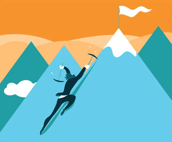 Climbs to the top of the mountain. Achievement of success. Royalty Free Stock Vectors