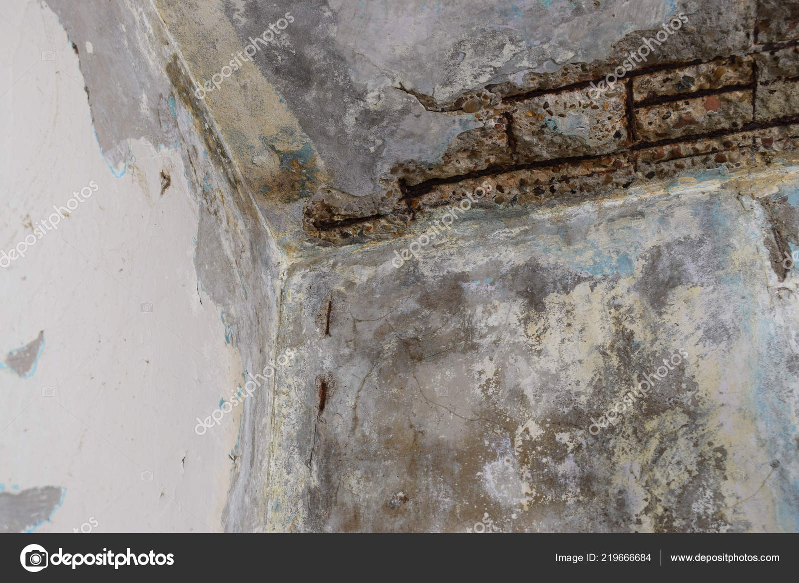 Repair Old House Old Broken Walls Ceiling Stock Photo