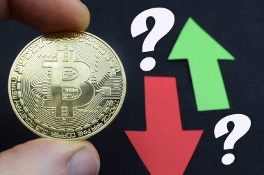 jeton bitcoin ve fiyat ya da bir sonbahar artış gösteren iki ok
