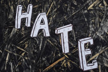 yazıt, nefretle, hernom arka plan beyaz harflerle
