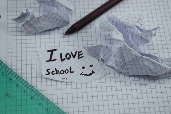Eine Einfache Und Klare Handschrift Ich Liebe Die Schule — Stockfoto