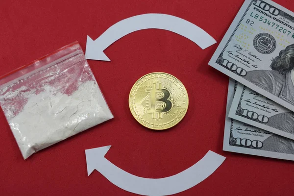 Satış ve kirli para (dolar) uyuşturucu bitcoin yoluyla kazanılan aklama