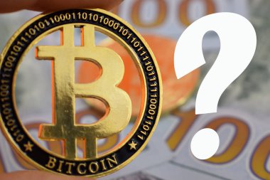 Kripto Döviz, dolar ve bitcoin ile birlikte bir yazıt için bir yer yalan