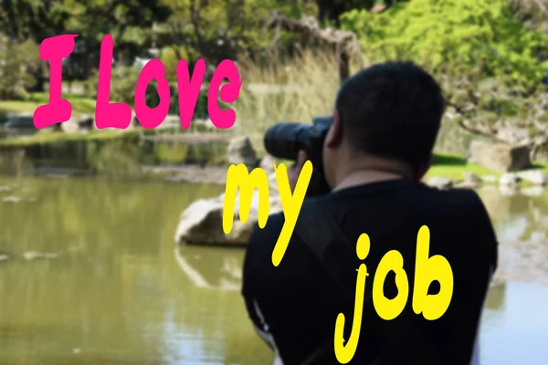 Photographer Takes Pictures Nature River Summer Park — Stock Photo, Image