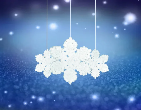 Синій Фон Сніговими Пластівцями Різдвяні Свята Новий Рік — стокове фото