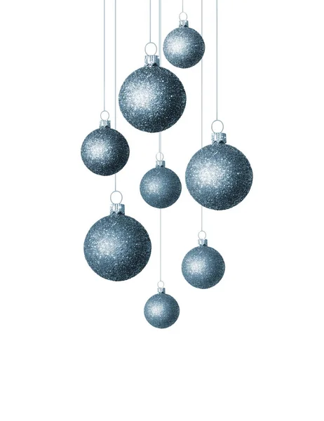 Kerst blauwe ballen geïsoleerd op witte achtergrond. Vakantie decoraties — Stockfoto