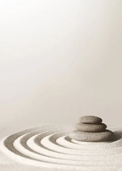 Japanse Zen Tuin Meditatie Steen Concentratie Ontspanning Zand Rots Voor — Stockfoto