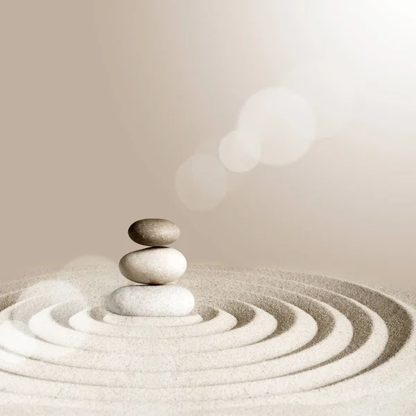 Japanischer Zen Garten Meditationsstein Konzentration Und Entspannung Sand Und Fels — Stockfoto