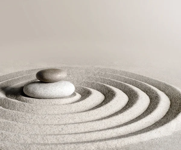 Japonês Zen Jardim Meditação Pedra Concentração Relaxamento Areia Rocha Para — Fotografia de Stock