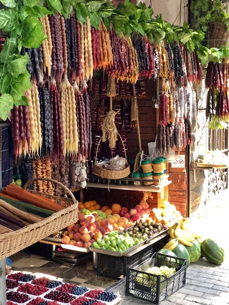 Mercado Callejero Tiflis Churchkhela Productos Nacionales Centro Turístico Comida Local — Foto de Stock