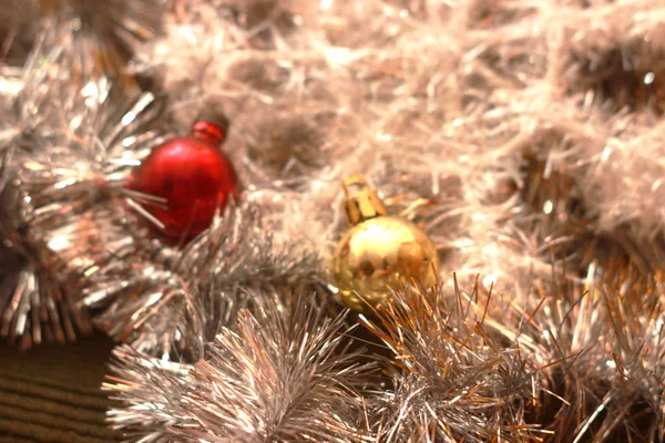 Big Decorative Snowflake Silver Tinsel Christmas New Year Decoration — Stock Photo, Image