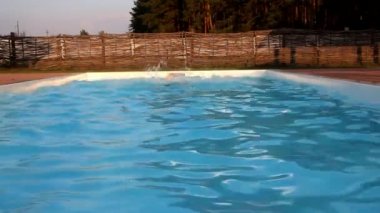 Beyaz adam atlar ve Havuzda yüzüyor