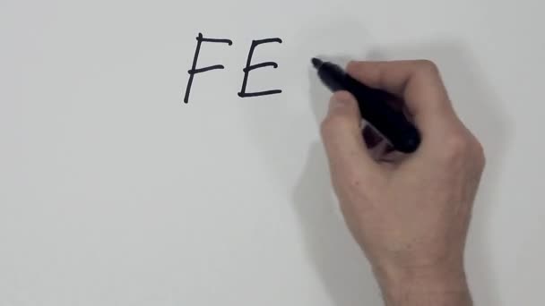 Male Hand Quickly Writes White Background Date Valentine Day — Stock Video