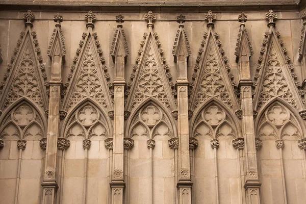 Détails Façade Cathédrale Gothique Barcelone — Photo