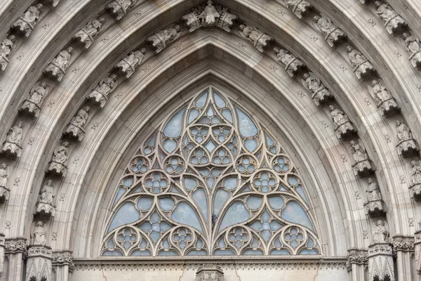 Detalhes Fachada Catedral Gótica Barcelona — Fotografia de Stock