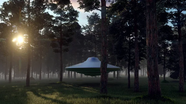 Illustration Contact Ufo Forest Stock Image
