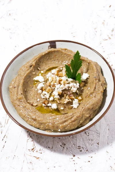 Mediterrán Előétel Hummus Függőleges Felülnézet — Stock Fotó