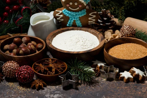 Ingrediënten Voor Kerstmis Bakken Horizontale — Stockfoto