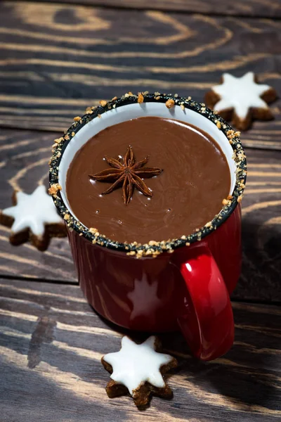 Winter Drinken Warme Chocolade Verticale Bovenaanzicht — Stockfoto