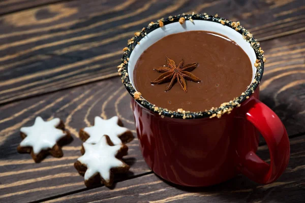 Bevanda Invernale Cioccolata Calda Vista Dall Alto — Foto Stock