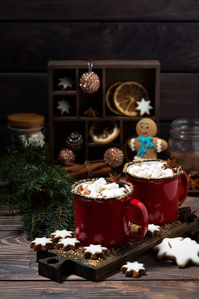 Cozy Winter Drink Hot Chocolate Vertical Closeup — Stock Photo, Image