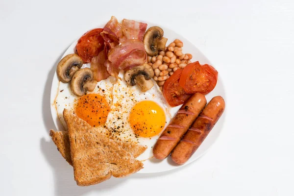 Традиційний Англійський Сніданок Вид Зверху Горизонтальний — стокове фото