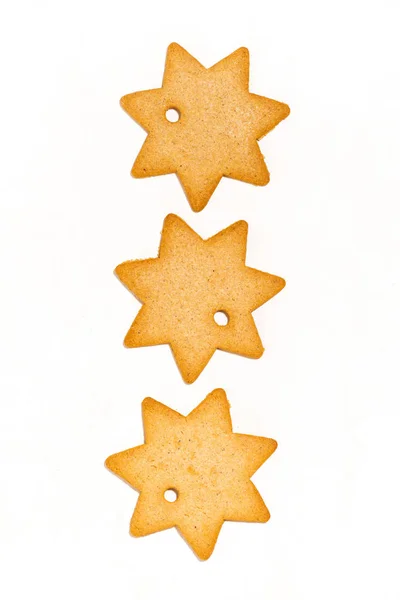 Galletas Navidad Estrellas Sobre Fondo Blanco Vista Superior —  Fotos de Stock