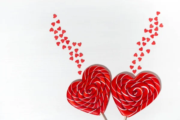 Üstten Görünüm Yatay Bir Kalp Şeklinde Bir Çubuk Üzerinde Kırmızı — Stok fotoğraf