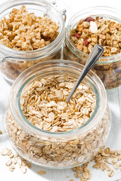 Haver Vlokken Assortiment Van Muesli Bovenaanzicht — Stockfoto