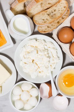 karışım-in taze çiftlik süt ve süt ürünleri, dikey Üstten Görünüm