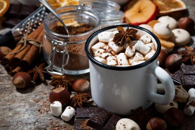 sıcak çikolata şekerleme ve tatlılar ahşap tablo