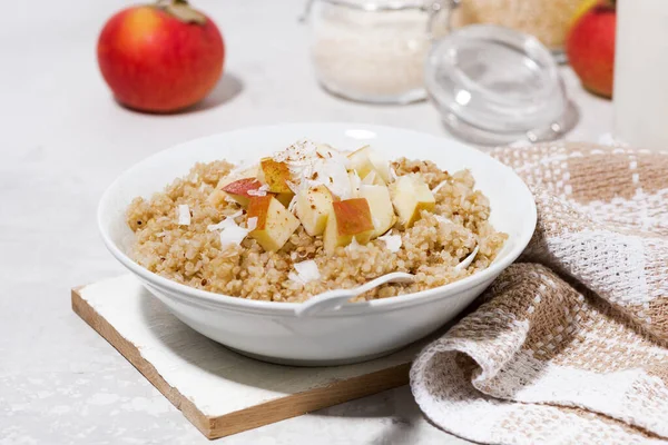 Quinoa Apple Coconut Healthy Breakfast Closeup — Stock Photo, Image